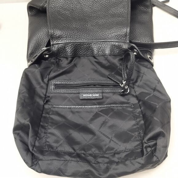 Michael Kors Viv Black Pebbled Leather Top Handle Drawstring Zipper Backpack - Picture 11 of 16
